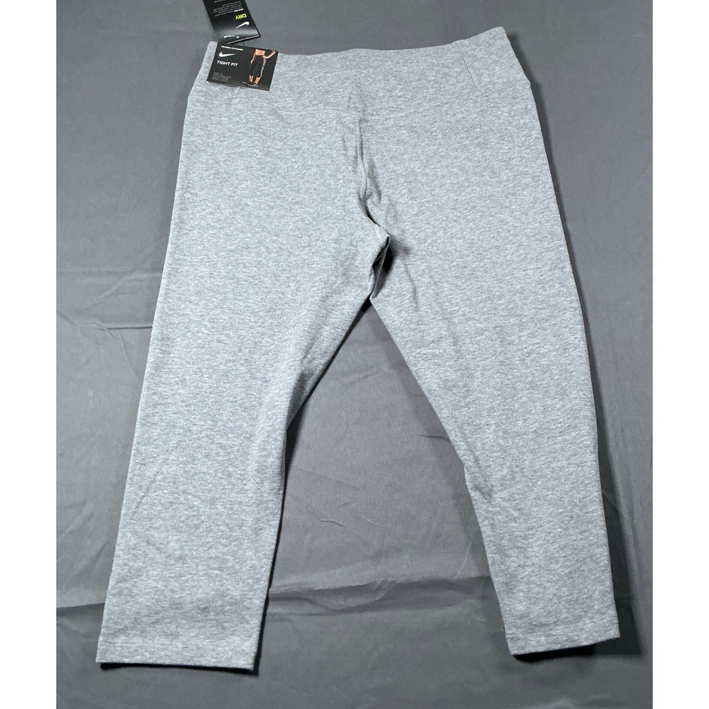 Nike Dri-FIT Gray Orange Swoosh Cropped Leggings Womens XL New With Tags - Picture 8 of 11